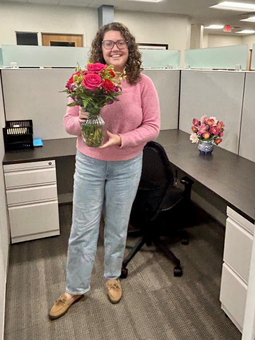 Surprise flowers for our amazing Financial Advisor, Katie Barrett!  Brightening her day one bloom at a time.